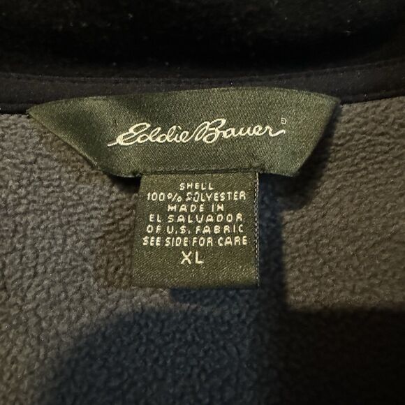 Eddie Bauer Men XL 1/4 Zip Fleece Pullover Jacket Gray Black Activewear Polartec - Picture 3 of 7